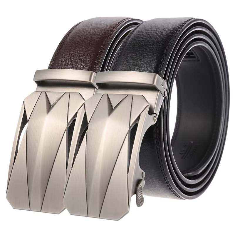 Ceinture longue en métal argenté pour hommes