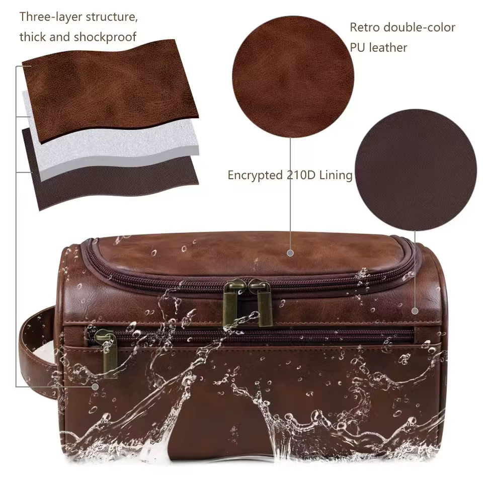 Trousse de toilette en cuir pour hommes et femmes