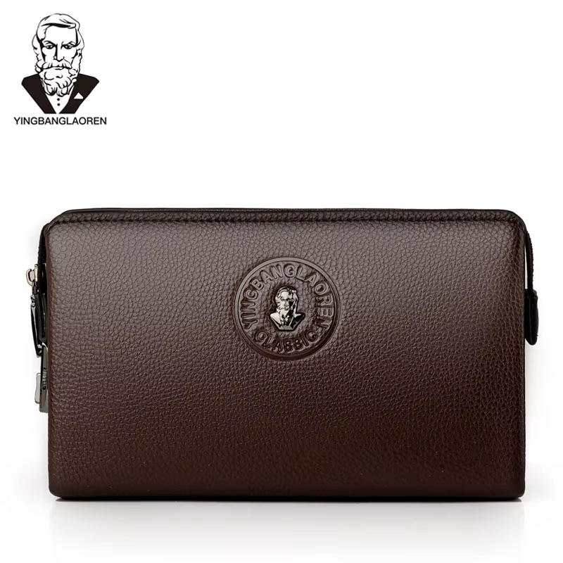 Portefeuille long pour homme ultra-fin pliable en toile style rétro grande capacité avec pince à billets en lin