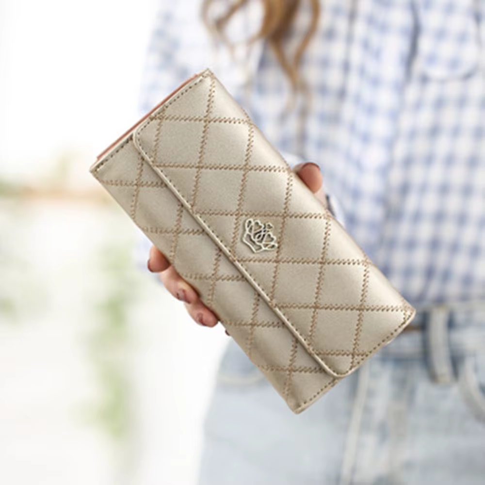 Portefeuille long en cuir PU pour femme