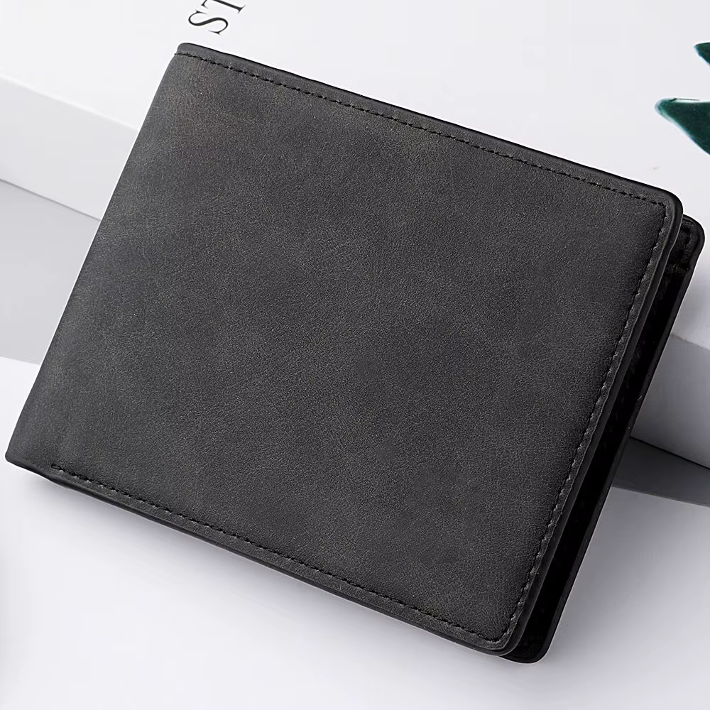 Portefeuille pliable en cuir PU pour homme