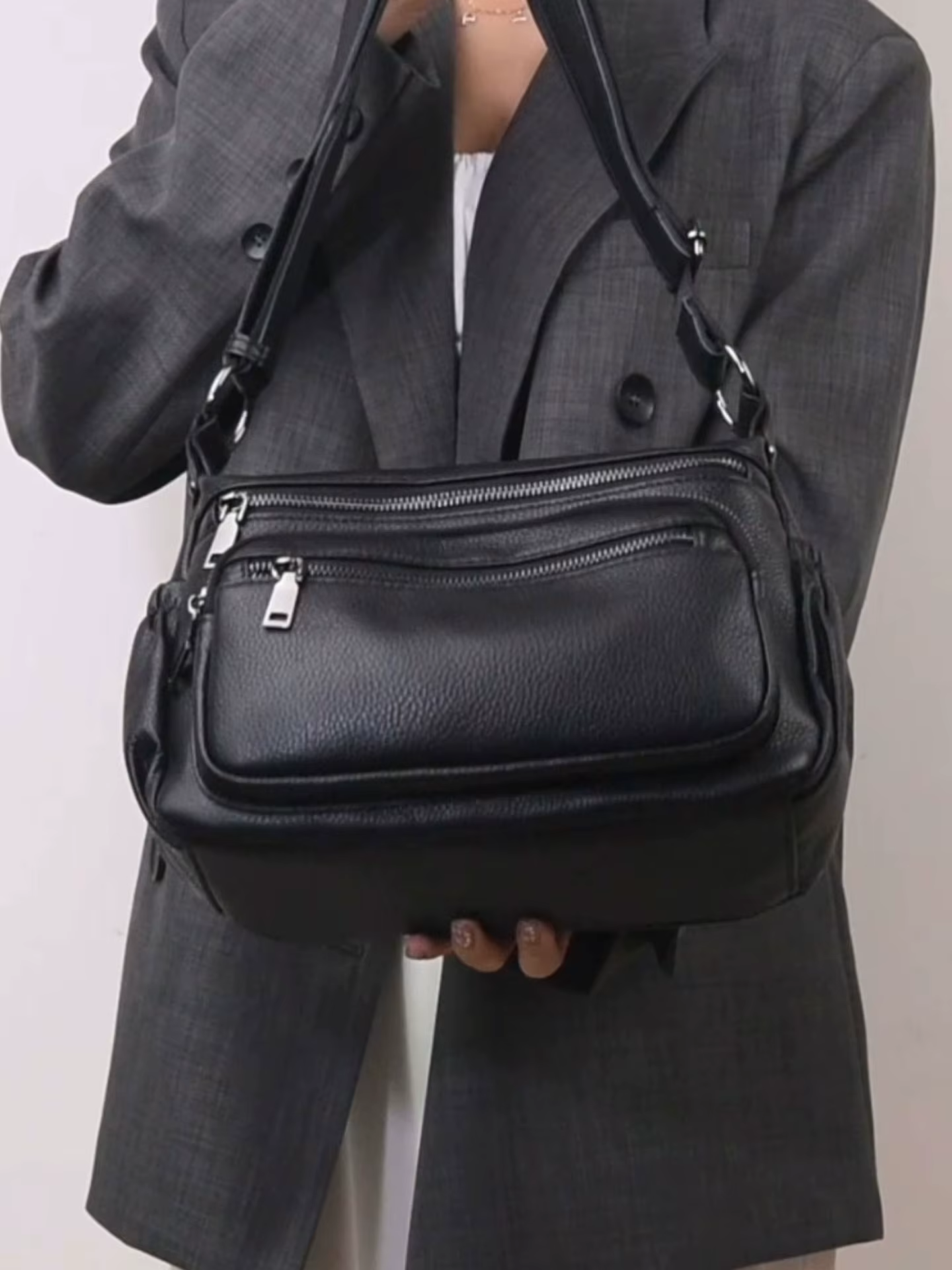 Sac à bandoulière en cuir véritable pour femmes