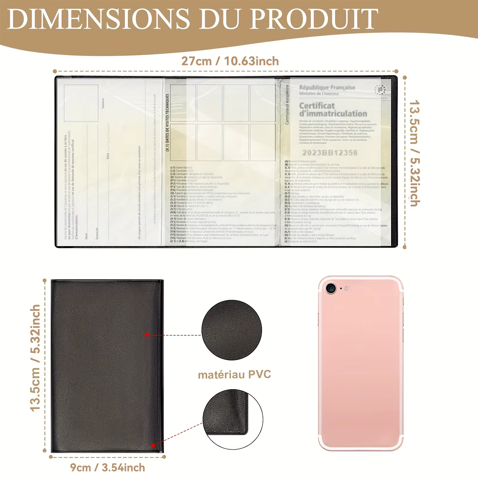 Porte-carte d'enregistrement et d'assurance du véhicule – Manchon à documents en plastique transparent pour papiers de voiture/moto