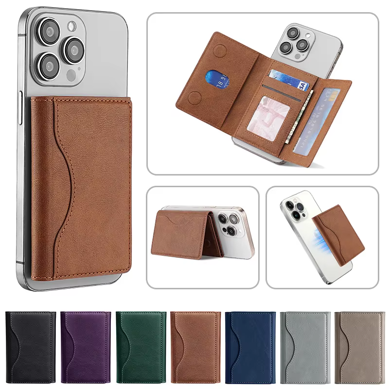 Magsafe porte-carte en cuir PU à trois volets