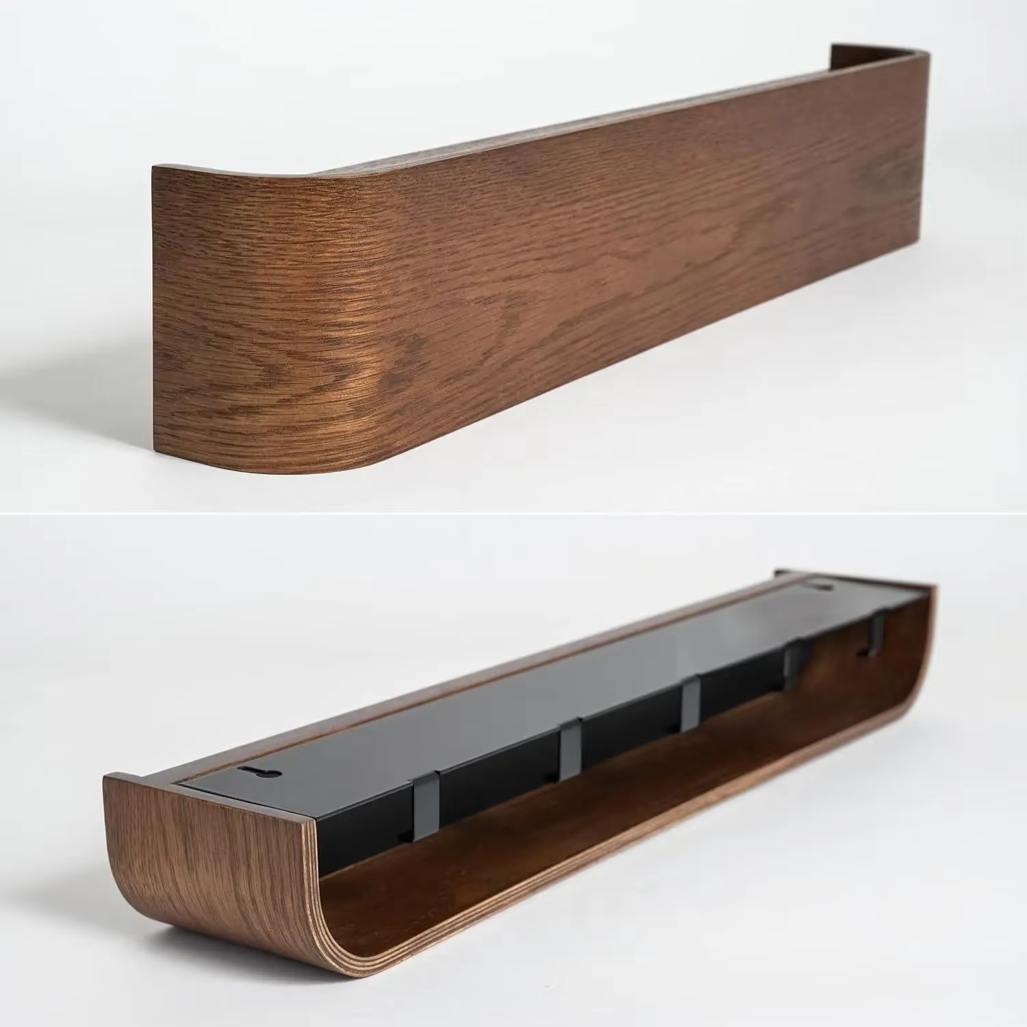 Porte-manteau mural en bois de noyer - Porte-vêtements esthétique minimaliste moderne, support simple pour vêtements pour entrée, hall, salon