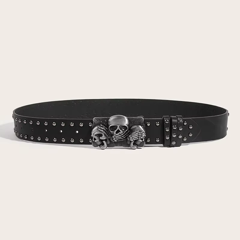 Nouvelles ceintures pour femmes de haute qualité marque de luxe Punk Goth Rivet noir jean unisexe hommes ceinture patte