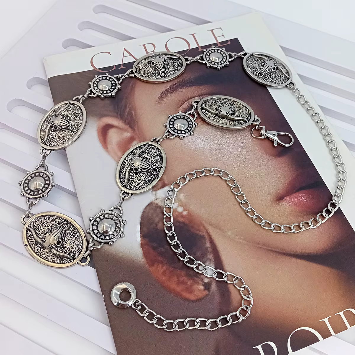 Ceinture chaîne en argent Vintage pour femmes