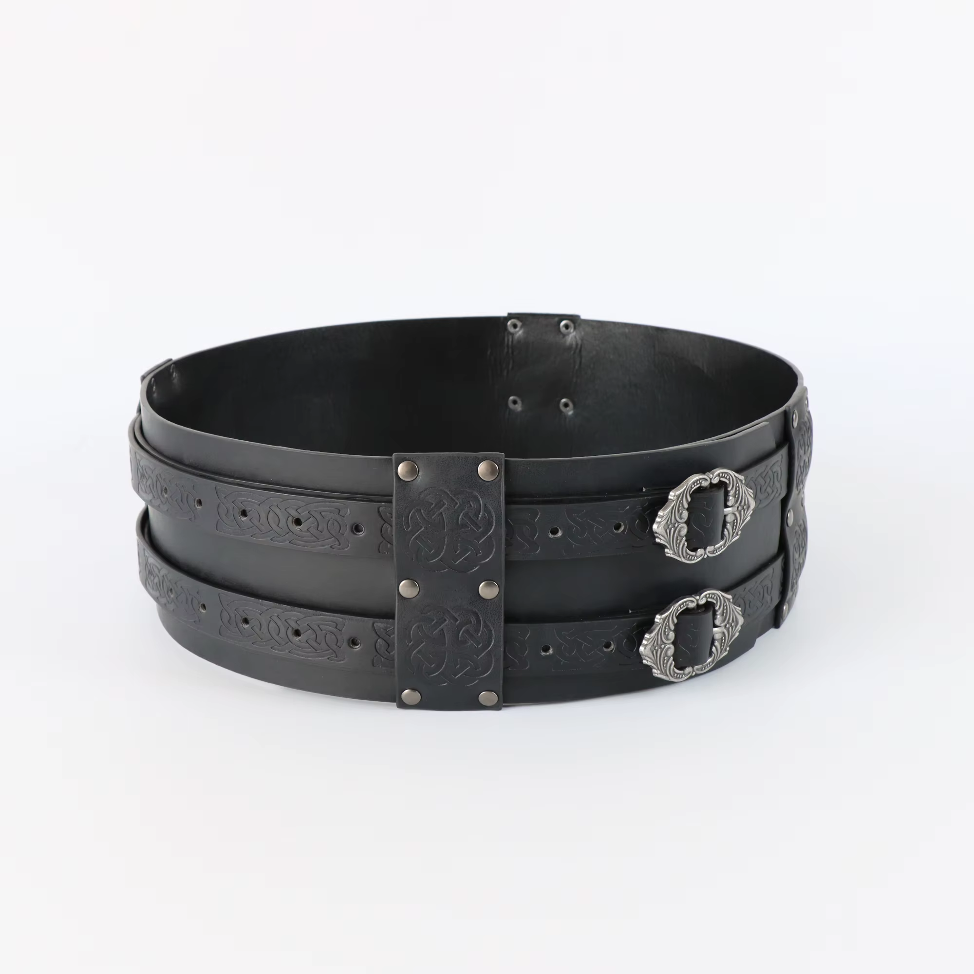 Ceinture en cuir PU double largeur épaisse