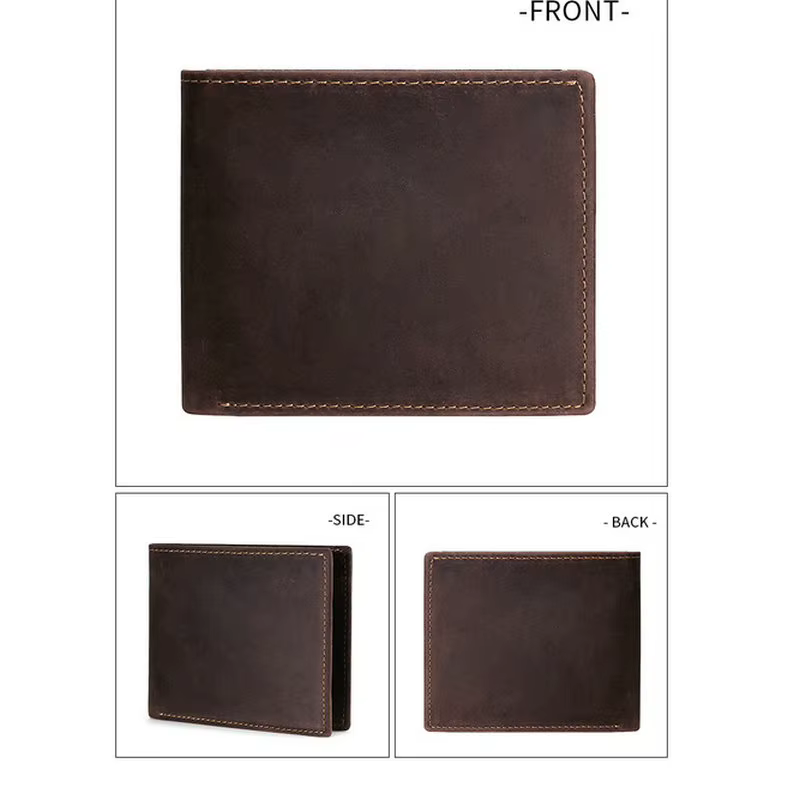 GENODERN nouveau portefeuille en cuir pour hommes mode d'affaires rétro portefeuille en cuir de cheval fou