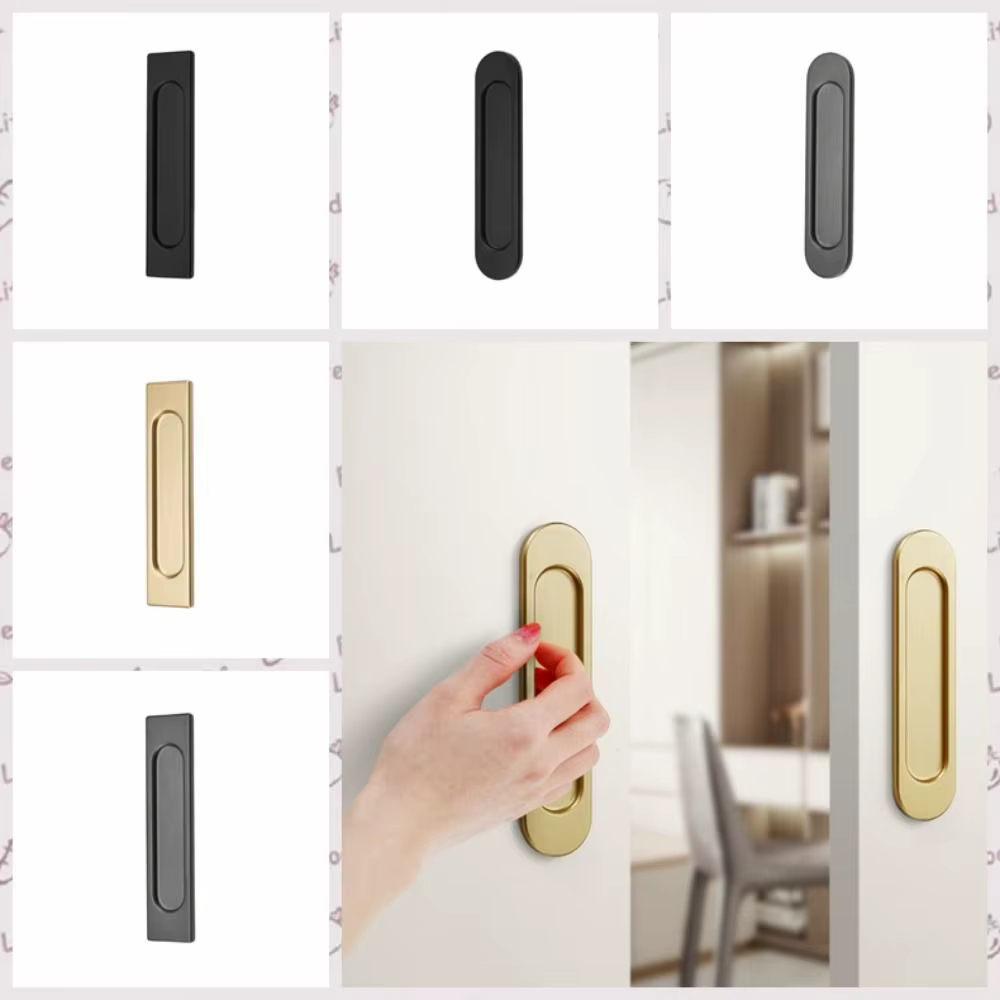 Poignée auto-adhésive sans perçage en alliage d'aluminium noir/gris/doré pour porte coulissante, bouton de porte vitrée double face pour meubles