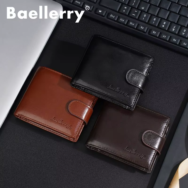 Portefeuille en cuir véritable pour homme Baellerry avec fermeture éclair