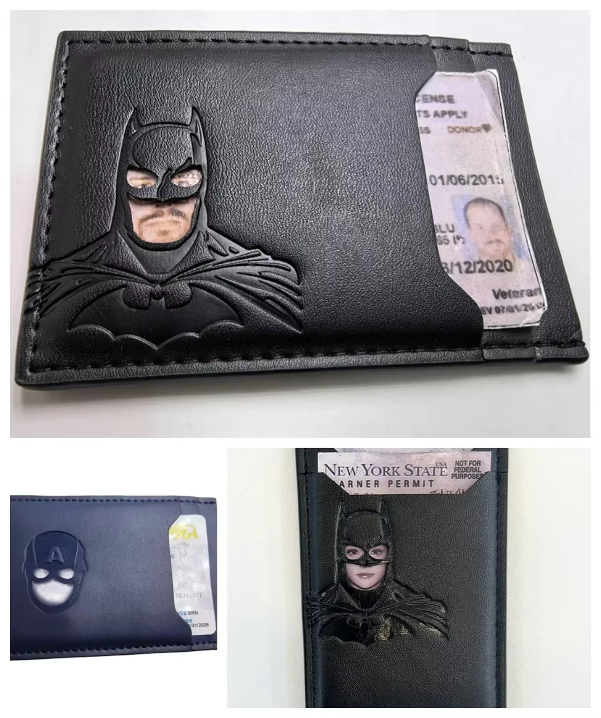 Nouveau Portefeuille en Cuir 2026 Motif Chauve-Souris Personnalisé Masque de Super-Héros Porte-Cartes
