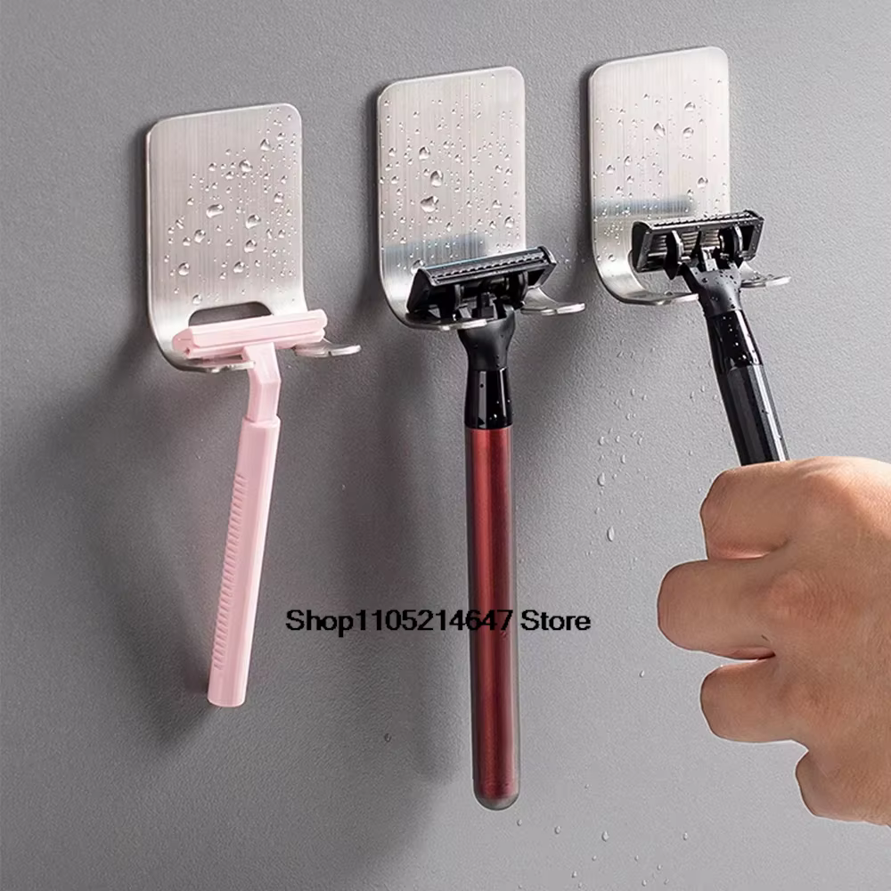 Porte-rasoir en acier inoxydable pour hommes, support de rasoir, étagère de rangement pour rasoir, organisateur de crochets de salle de bain