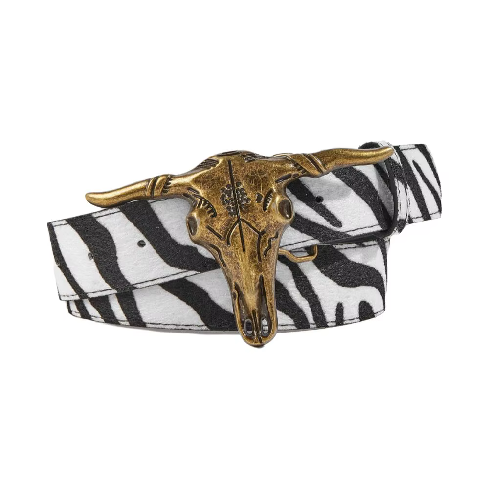 Ceinture en cuir avec boucle tête de taureau western
