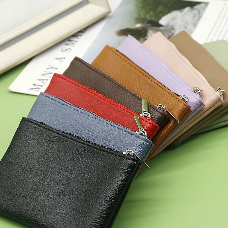Porte-monnaie en cuir PU pour femmes, motif Litchi rétro, pochette à fermeture éclair, Mini porte-monnaie unisexe solide, portefeuilles porte-cartes, sac de rangement
