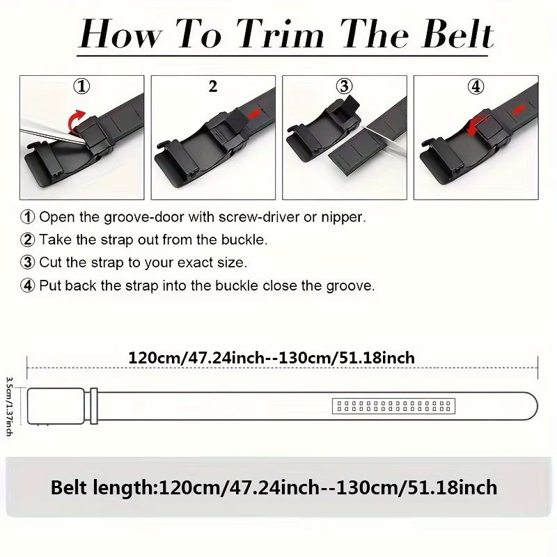 Ceinture en cuir pour homme avec boucle automatique en alliage métallique