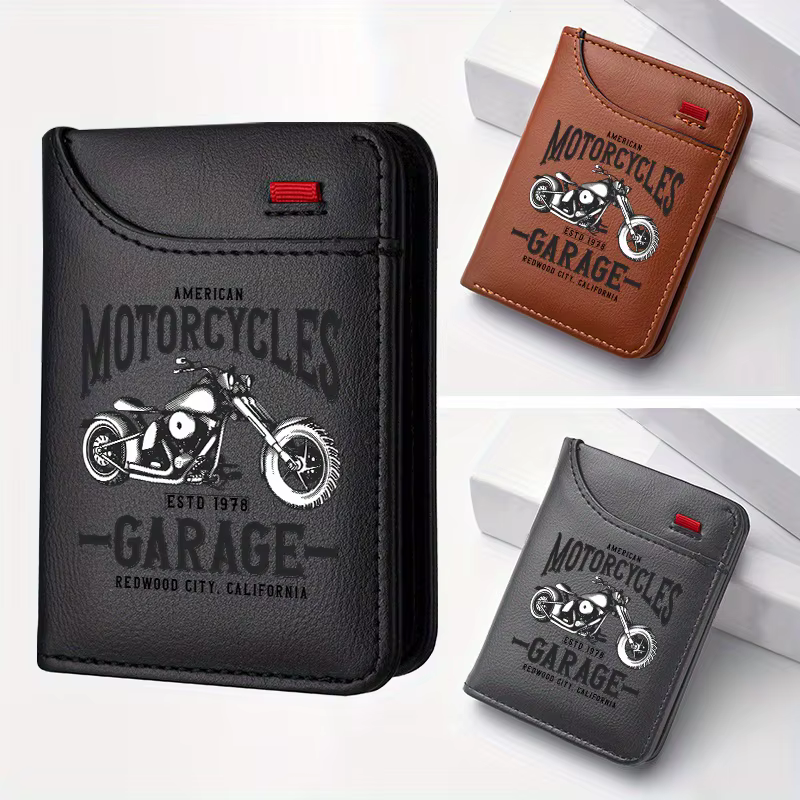1 portefeuille de motard en cuir rétro pour hommes