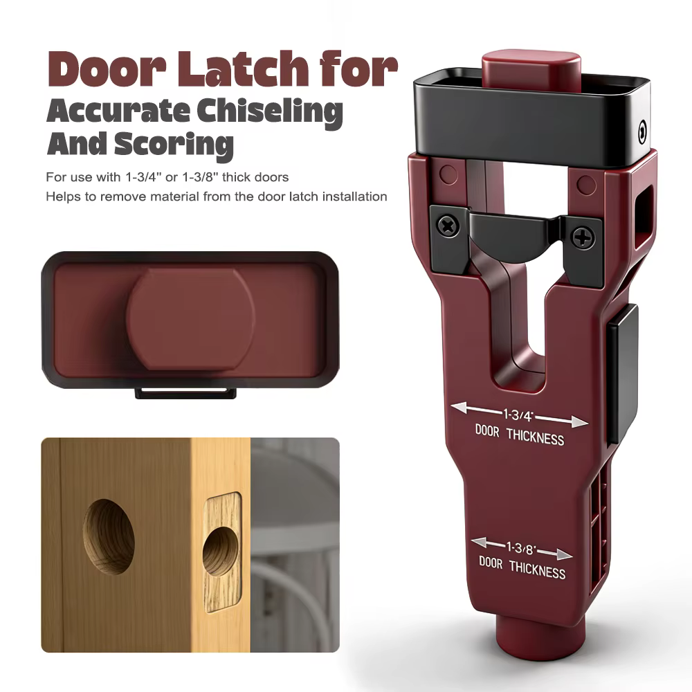 Kit d'installation de loquet de porte sérigraphié pour portes en bois de 1-3/8' ou 1-3/4' d'épaisseur – Outil de mortaise pour loquet de porte