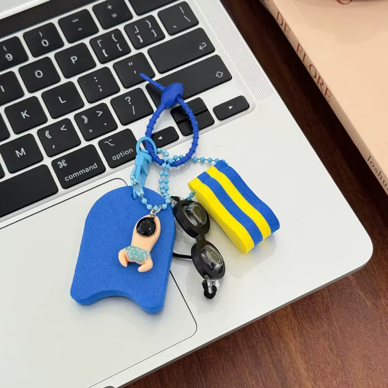 Porte-clés pour bateau, pour la pêche, la navigation, le surf, la natation, les sports nautiques, porte-clés flottant, porte-clés flottant jaune et rose