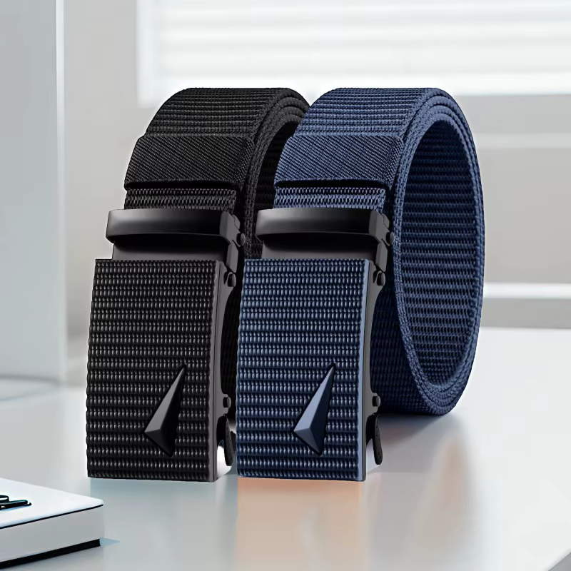 Ceinture de mode coréenne pour hommes, ceinture en toile et nylon de couleur unie avec boucle automatique, ceinture en nylon de qualité supérieure pour l'extérieur et l'entraînement militaire