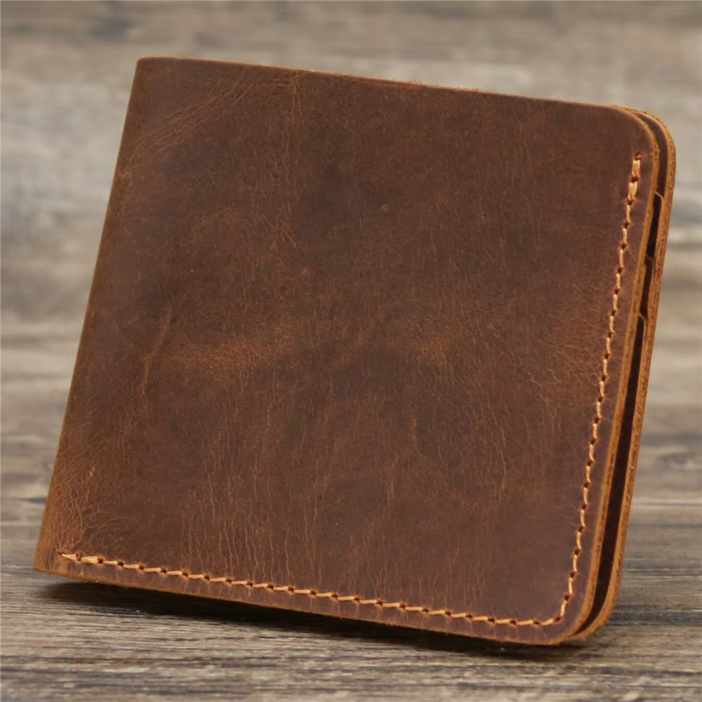 porte feuille hommes  en cuir véritable fait à la main pour hommes, portefeuille homme court rétro pour hommes, Durable, Breif Cartera Hombre