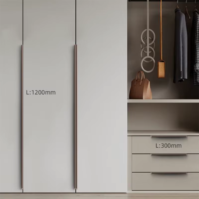 Poignée Invisible pour porte d'armoire, en alliage d'aluminium, poignée dissimulée, vente en gros, tiroir d'armoire, sans perçage, poignée de garde-robe intégrée