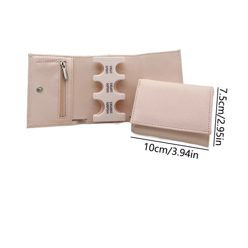 Porte-monnaie portable à trois volets avec boucle anti-perte