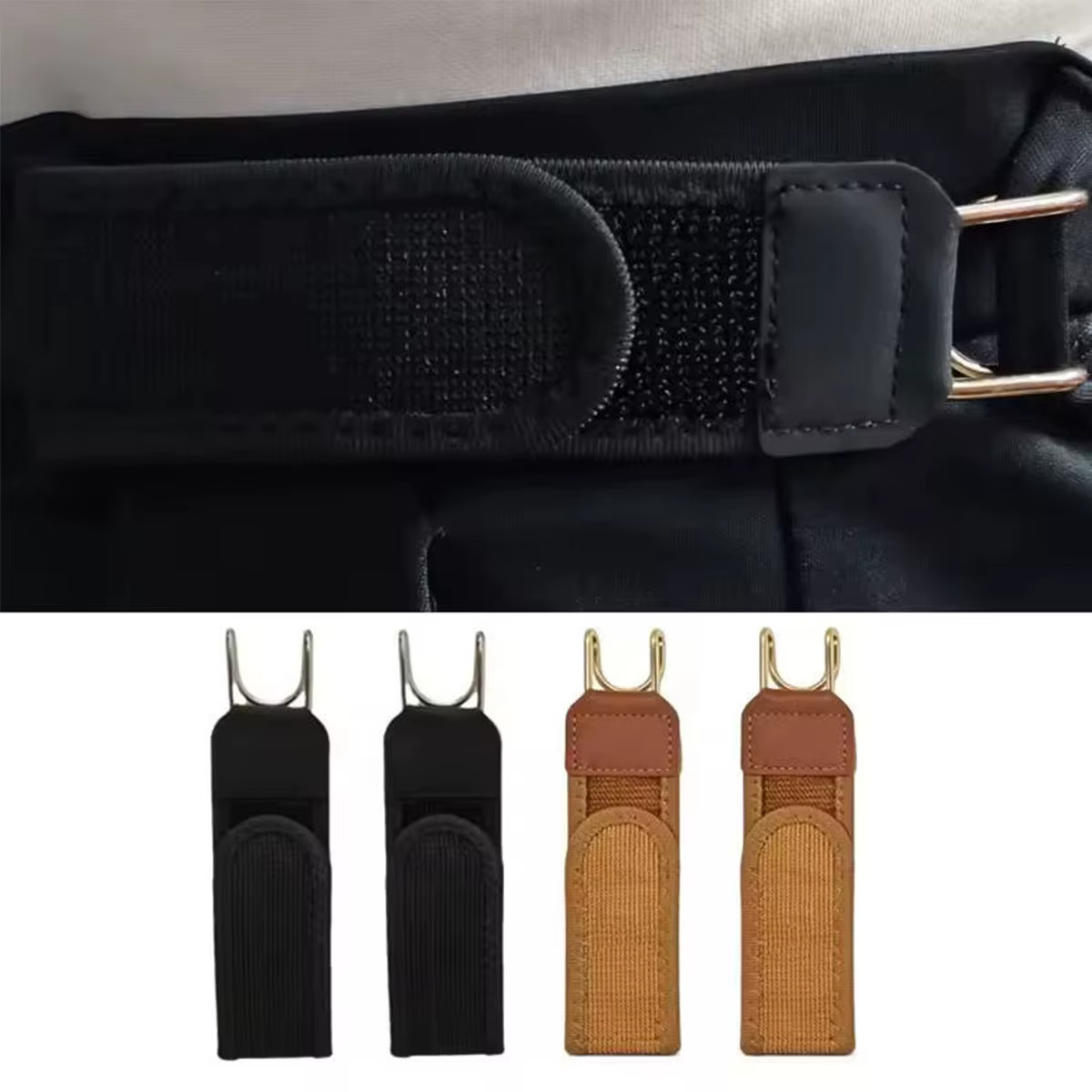 Ceinture élastique portable unisexe avec sangle réglable en velcro et boucle à crochet en métal