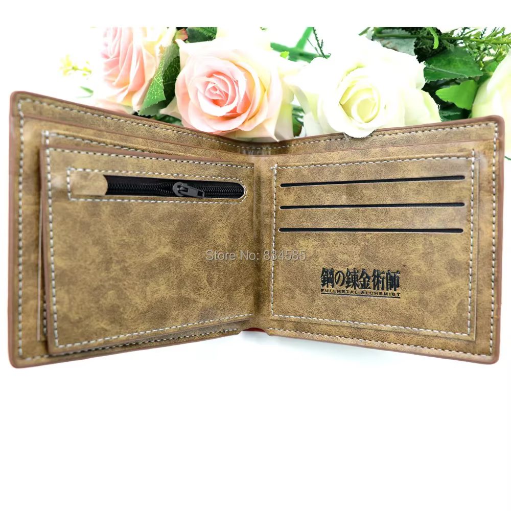 Anime Comics Fullmetal Alchemist Portefeuille en cuir PU Porte-cartes pour hommes et femmes