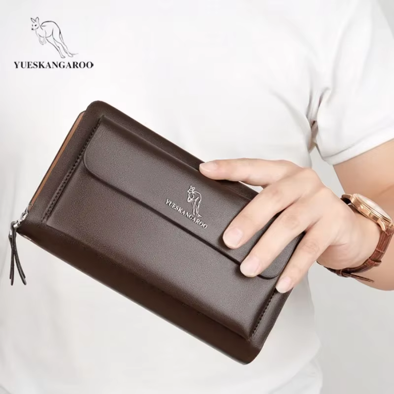 Portefeuille long en cuir PU pour hommes