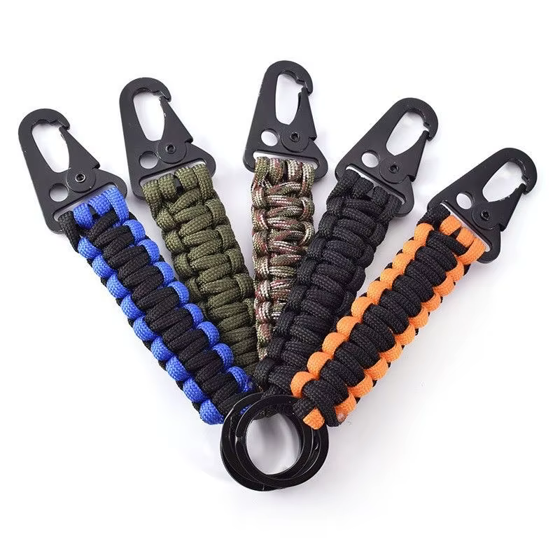 Paracorde porte-clés mousqueton Clips militaire tressé Parachute corde lanière