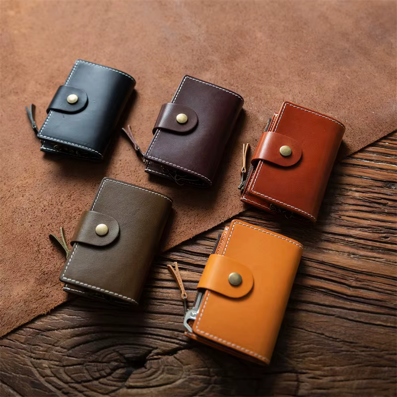 Zency – Mini portefeuille rétro en cuir de vache pour femmes