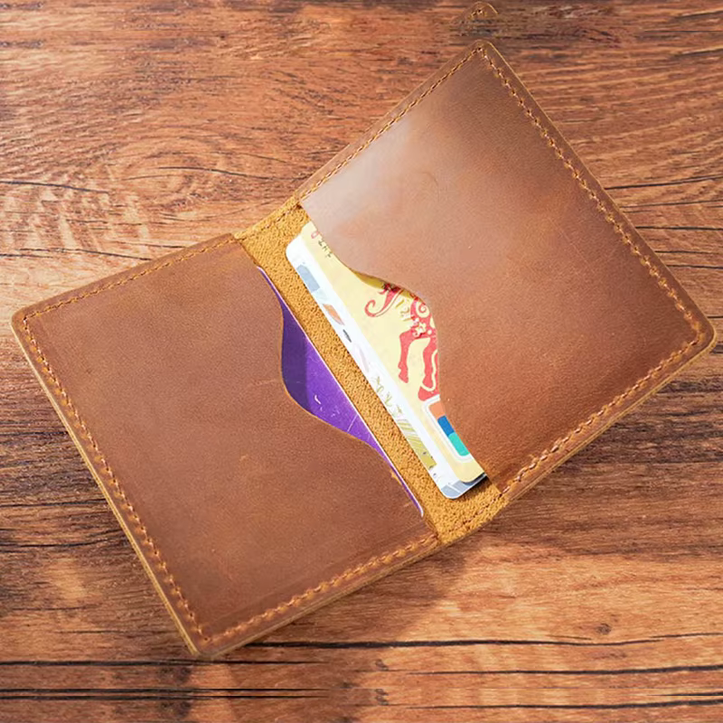 Porte-cartes en cuir vintage personnalisé-portefeuille minimaliste pour cartes de crédit/carte d'identité/banque