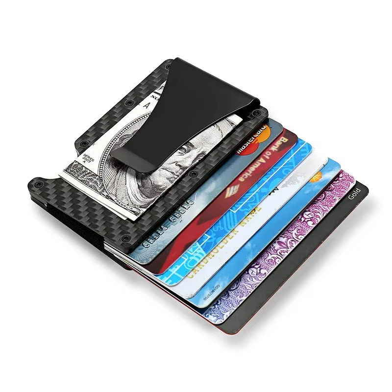 Portefeuilles intelligents minces minimalistes en fibre de carbone forgée pour hommes, porte-cartes de crédit en espèces, portefeuille d'infraction de luxe, pince à billets RFID