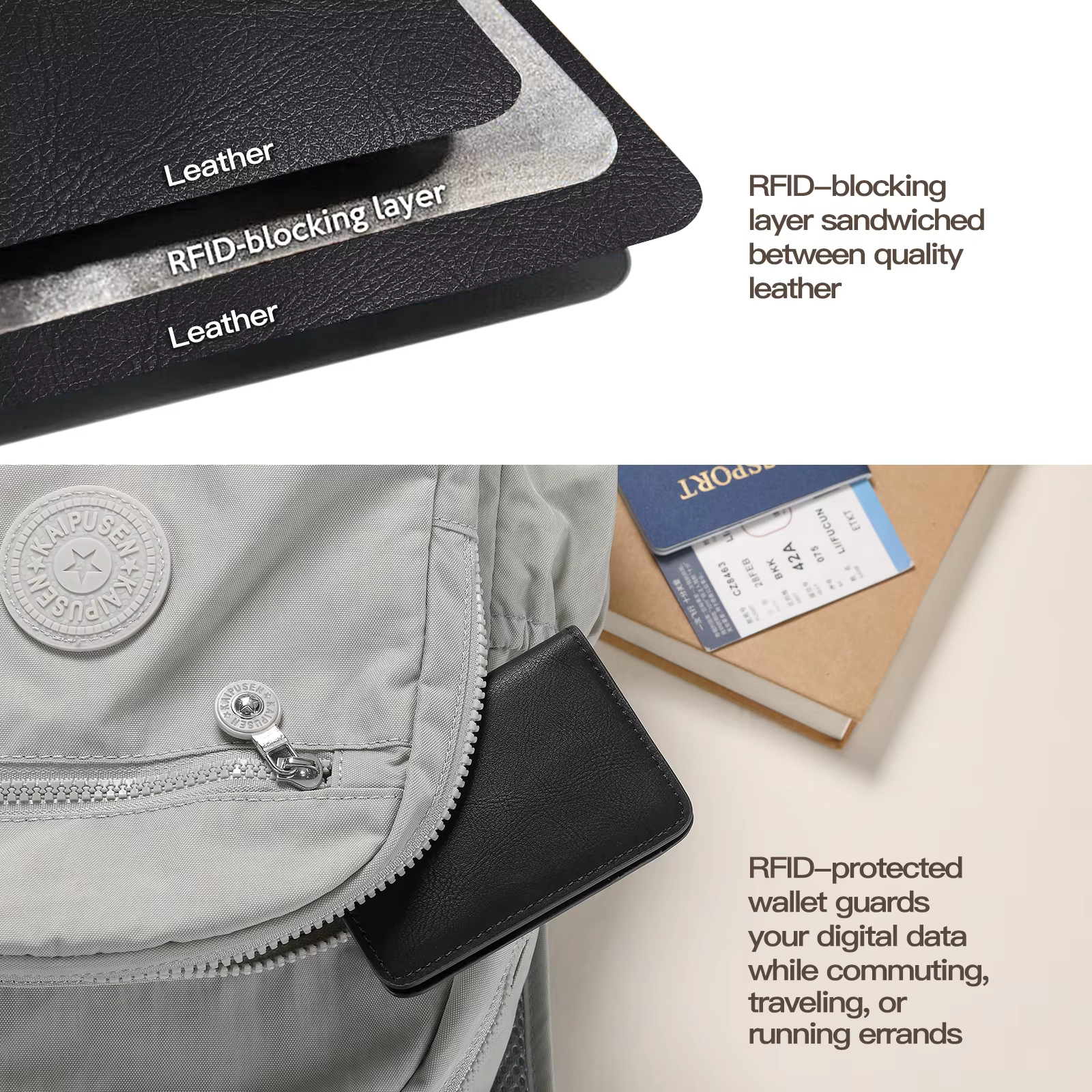 Portefeuille de poche avant en cuir pour hommes, blocage Rfid, mince, minimaliste, porte-carte de crédit, portefeuille Ultra fin avec fenêtre d'identification