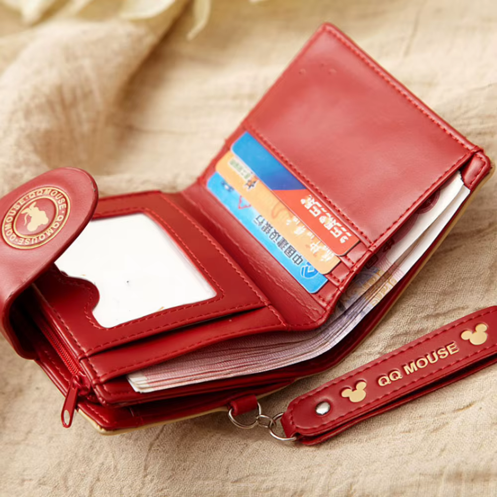 Femmes petit portefeuille dessin animé mickey mignon porte-monnaie 2025 moraillon porte-carte