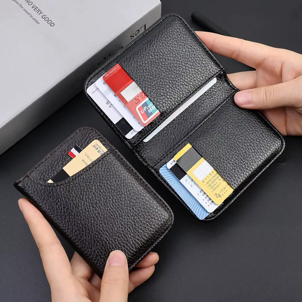 Portefeuille souple Super mince Portable pour hommes en cuir PU Mini ID carte de crédit portefeuille sac à main porte-cartes portefeuille mince petits portefeuilles courts