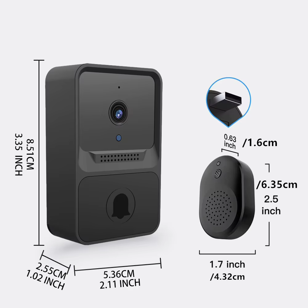 Sonnette sans fil Wi-Fi avec caméra HD extérieure, interphone vidéo à vision nocturne, changement vocal, moniteur domestique, sonnette de porte de sécurité