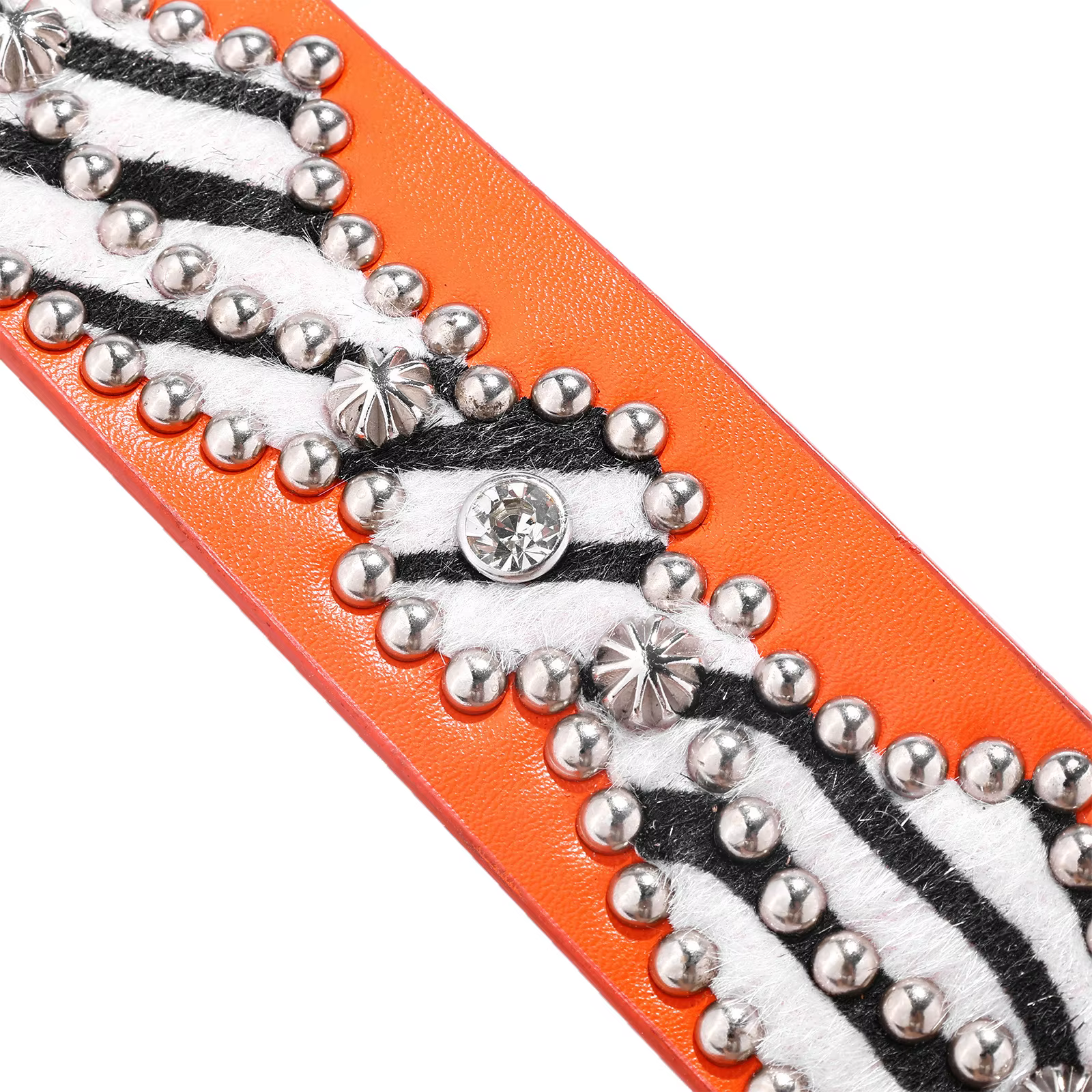 Ceinture en cuir orange avec strass pour femme