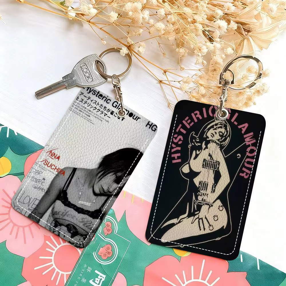 Porte-cartes en cuir moderne H-HystericS Glamour BRAND avec porte-clés – Support fiable pour cartes de bus et de métro