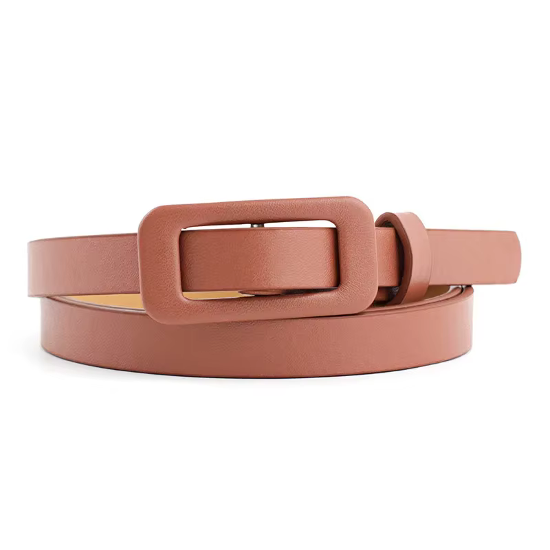 Ceinture fine en cuir Pu pour femmes, boucle carrée sans trous, noir/blanc/rouge, à la mode, pour décoration de robe en jean, vente en gros