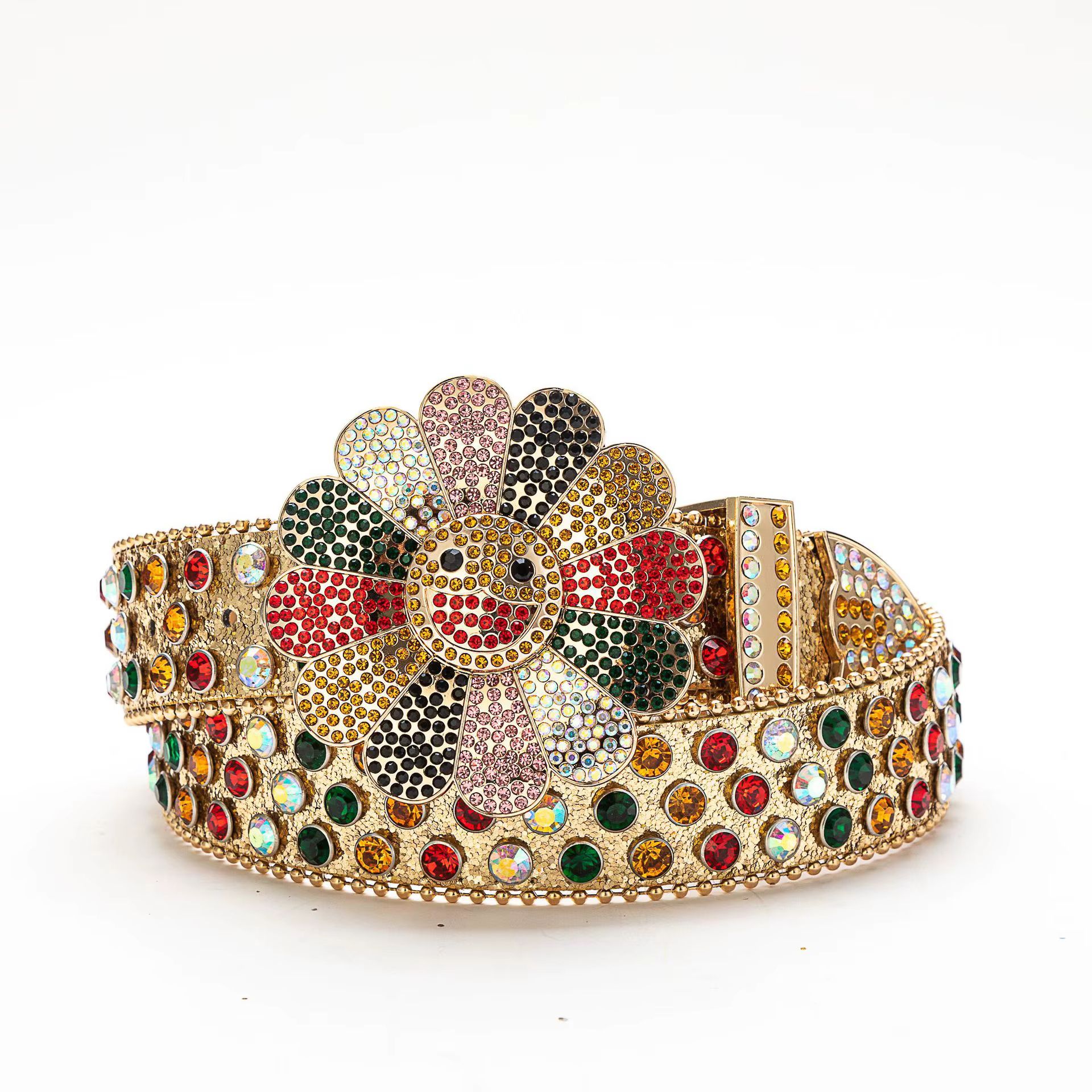 Ceinture de luxe scintillante et éblouissante avec strass colorés