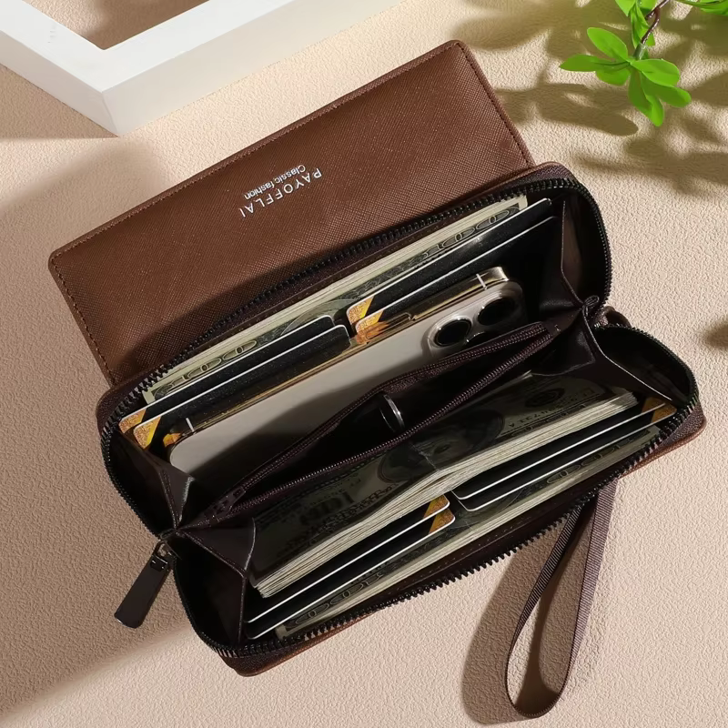Portefeuille classique en simili cuir pour hommes