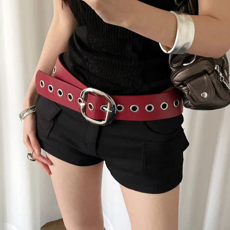Ceinture large en cuir PU pour femme