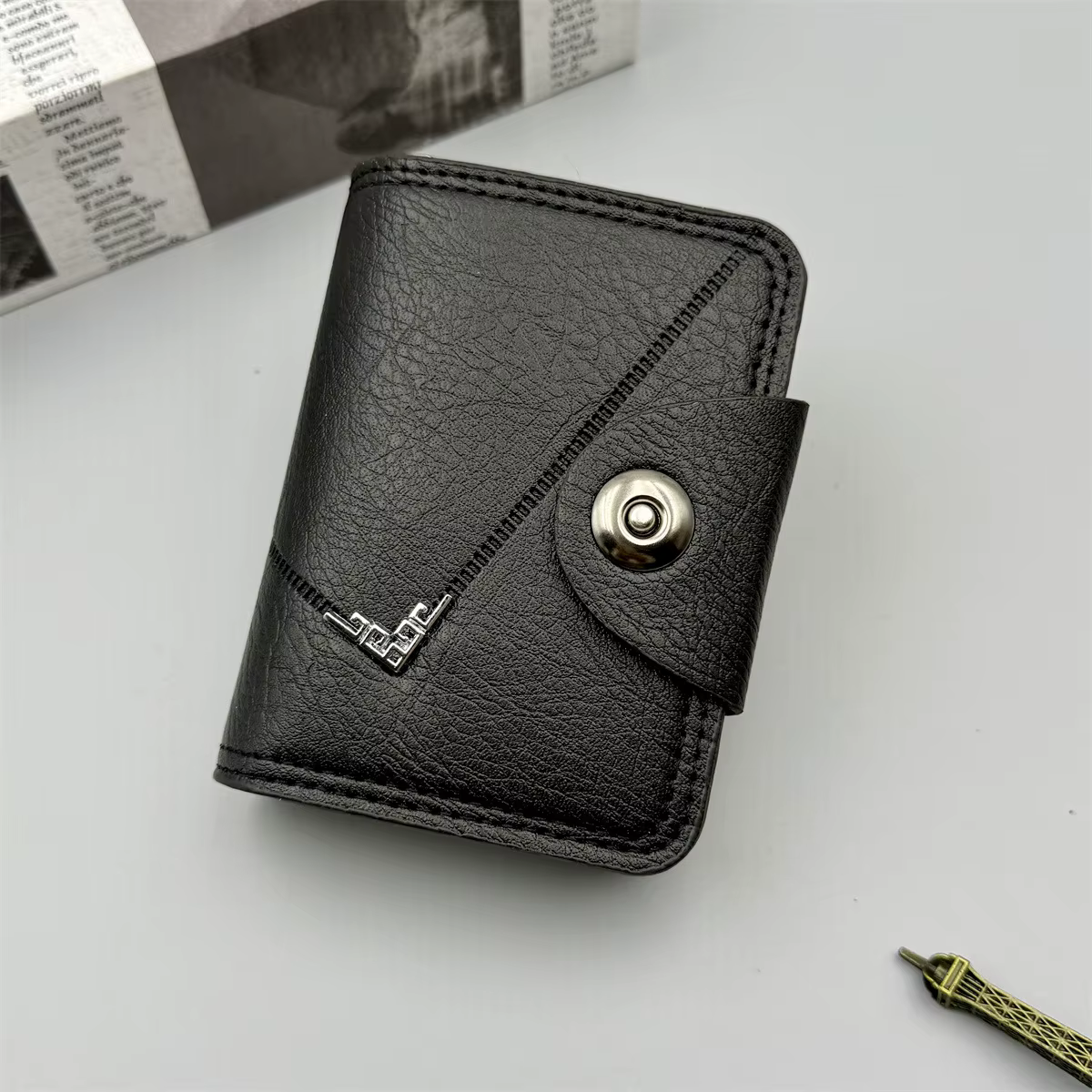 Porte-carte multi-fentes Vintage petit portefeuille femmes hommes affaires banque carte de crédit sac mâle pochette pour pièces de monnaie en cuir solide portefeuille à fermeture éclair