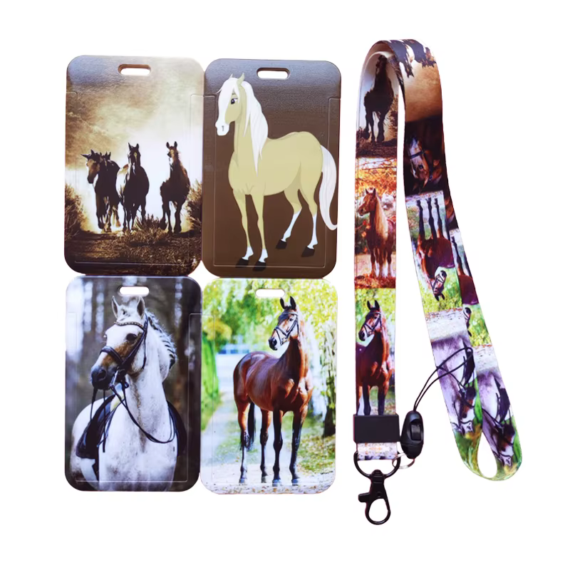 Porte-carte d'identité avec lanière de cheval animal pour garçons