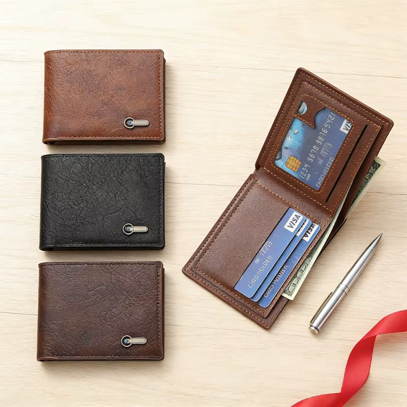 Portefeuille fin pour homme - Porte-cartes de crédit en similicuir