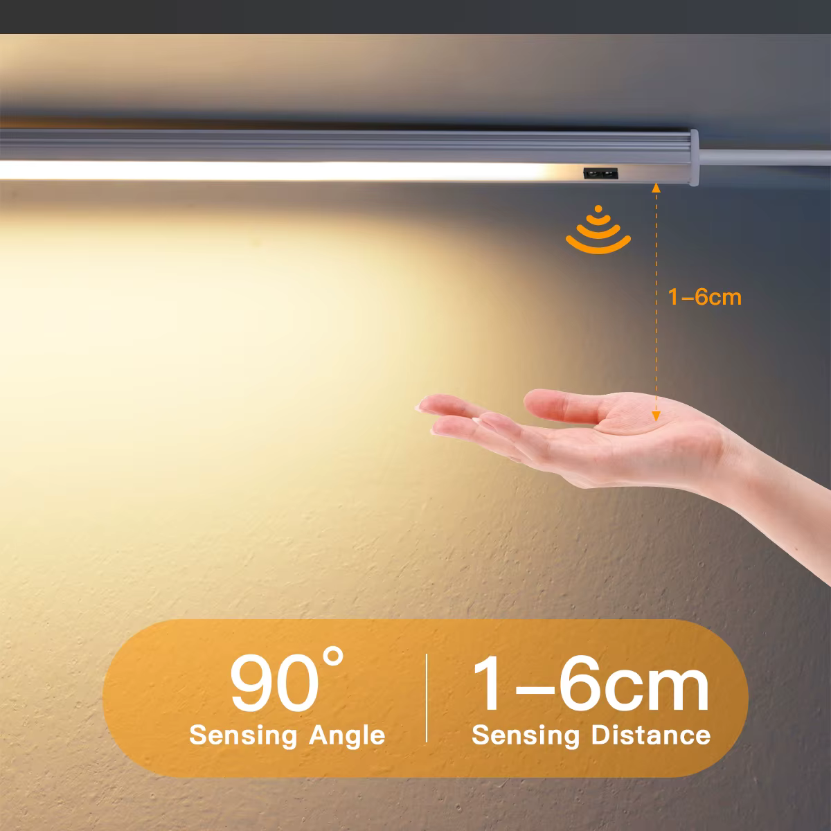 Barre lumineuse LED avec interrupteur à gâchette sans contact à onde manuelle, éclairage sous le comptoir, lampe de nuit alimentée par prise USB pour bureau, évier, établi