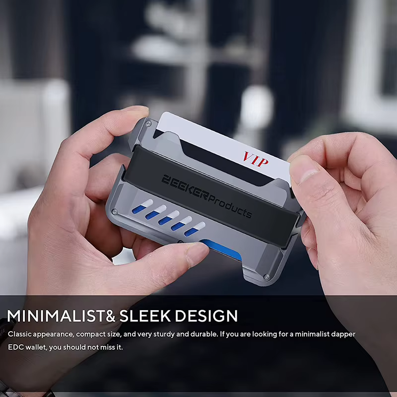 Zeeker portefeuille minimaliste pour hommes RFID blindé clip métallique ultra-mince