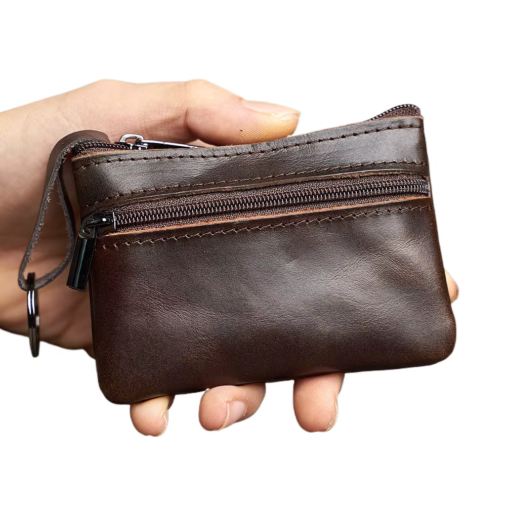 Mini porte-monnaie en cuir unisexe